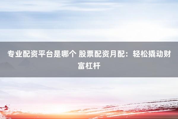 专业配资平台是哪个 股票配资月配：轻松撬动财富杠杆