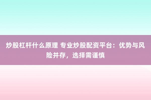 炒股杠杆什么原理 专业炒股配资平台：优势与风险并存，选择需谨慎